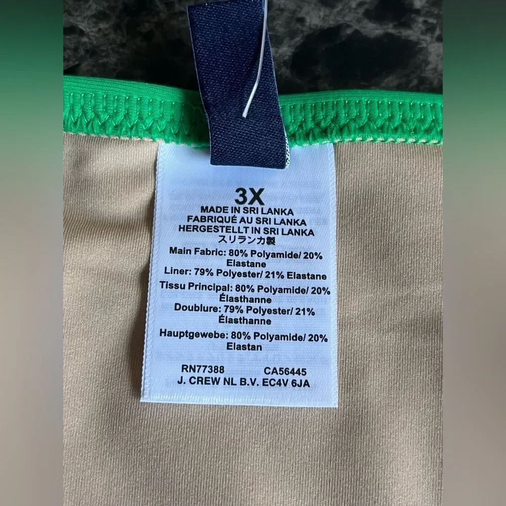 J Crew Women's Scalloped One Piece Green Swimsuit Lined Plus Size